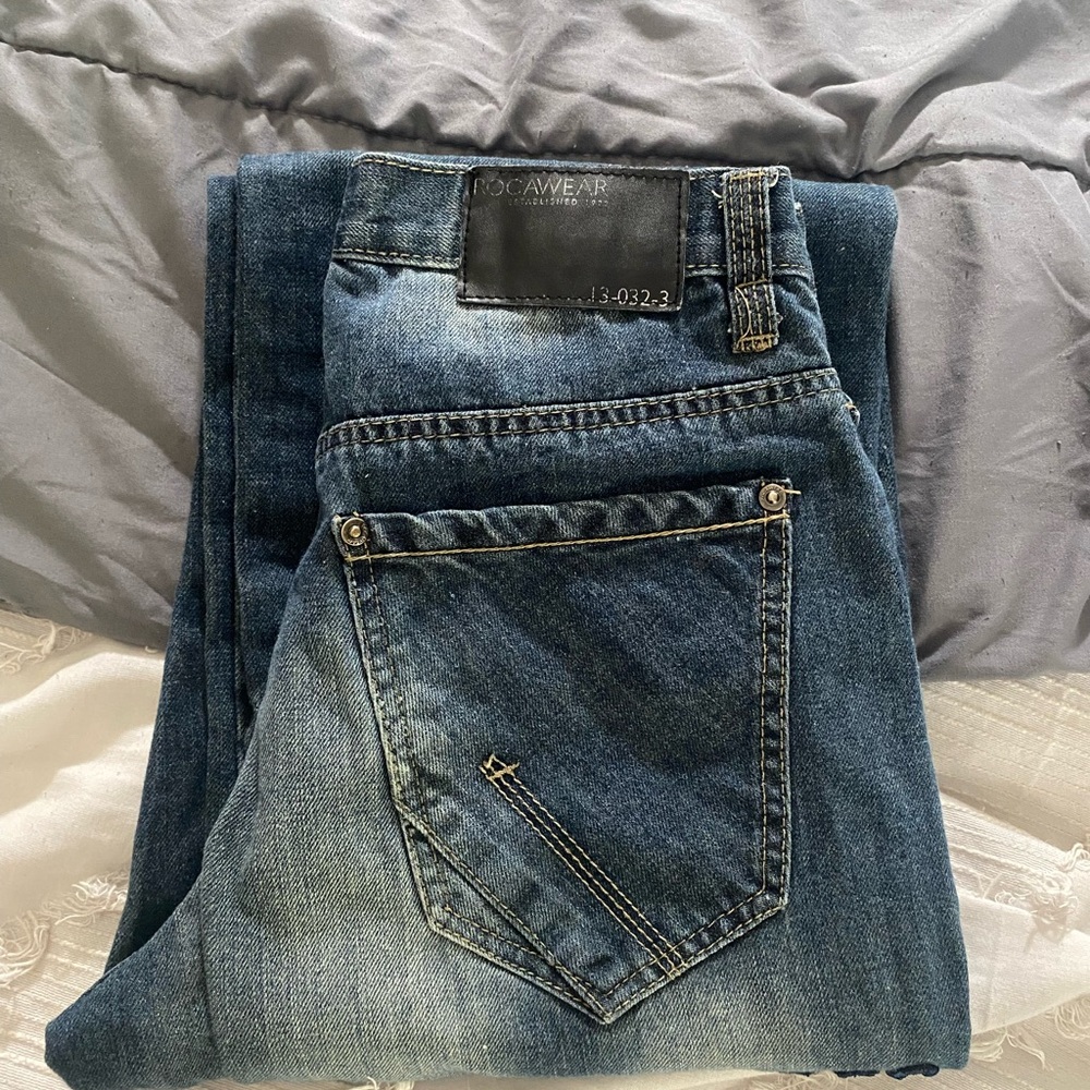 Vintage Rocawear Men's Dark Blue Straight Jeans